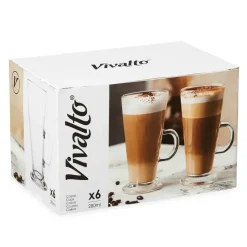 Vivalto Caffe Latte/koffie glazen Paris - glas - 6x - 280 ml Hot