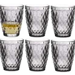 Vivalto Drinkglazen Diamonds - grijs glas - 6x - 250 ml Best