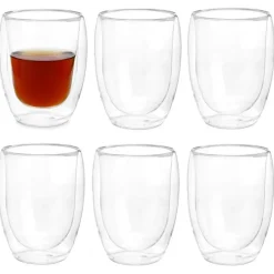 Vivalto dubbelwandige koffie/theeglazen - 6x - glas - 326 ml Discount