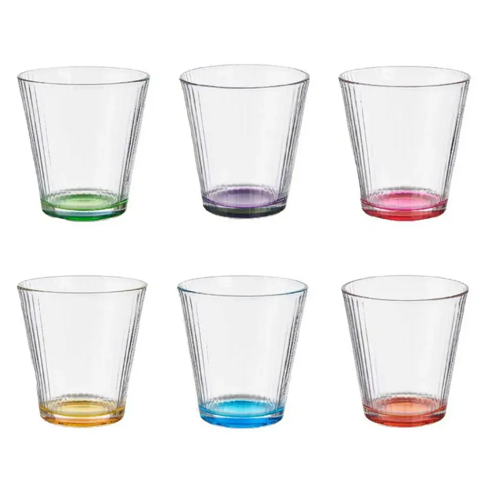 Vivalto Waterglazen/drinkglazen - 6x - kleurenmix - 310 ml - 9 cm New