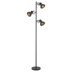 Leen Bakker Vloerlamp Riga 3-spot - zwart metaal - 152xØ22 cm New