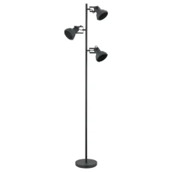 Leen Bakker Vloerlamp Riga 3-spot - zwart metaal - 152xØ22 cm New