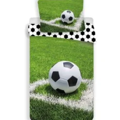 Merkloos Voetbal Dekbedovertrek Corner - Eenpersoons - 140 x 200 cm - Groen Sale