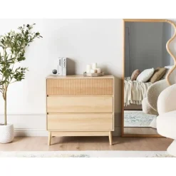 Leen Bakker WALES - Ladekast 3 lades - Lichte houtkleur - MDF Sale