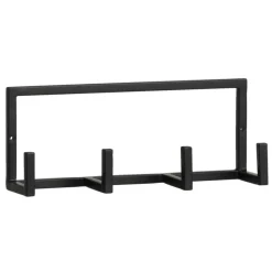 Leen Bakker Wandhaak Aken 4 haken - zwart - 12x30,5x8 cm Best