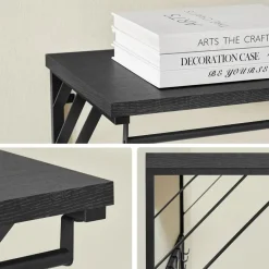 Merkloos Wandkapstok - Kapstok - 14 Haken - Metaal en Hout - Zwart Clearance