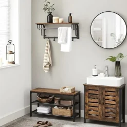 Merkloos Wandkapstok - vintage - 5 haken - 66x27x30 cm - vintage bruin Clearance