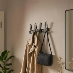 Merkloos Wandkapstok - zwart - 4-haaks - aluminium - 12,6 x 38 cm Best