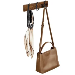 Merkloos Wandkapstok met 6 Haken - compacte houten Muurkapstok - Vintage Bruin en Zwart Clearance