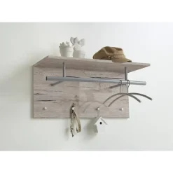 Leen Bakker Wandkapstok Spot - zand/eikenkleur - 72x35x29,5 cm Best