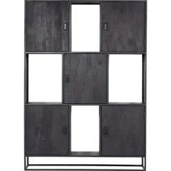 Giga Meubel Wandkast 5-deurs - Zwart Mangohout - 150x40x210 - Jenny Hot