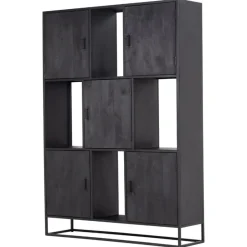 Giga Meubel Wandkast 5-deurs - Zwart Mangohout - 150x40x210 - Jenny Hot