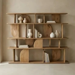 Giga Meubel Wandkast Naturel Mangohout - Open - 170x35x140cm - Solis Best