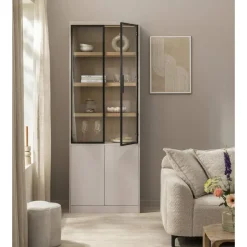 Leen Bakker Wandkast Virgil - zand - 220x80x40 cm Outlet