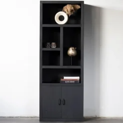 Giga Meubel Wandkast Zwart - 80x45x220cm - Kast Xander Best