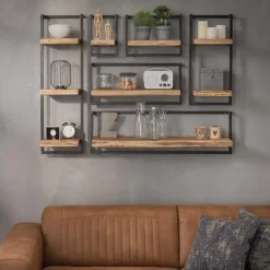 Giga Living Wandplank Edge 65x25x30cm - Acaciahout & Metaal Sale