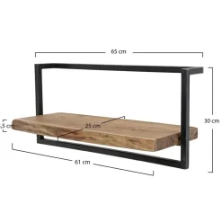 Giga Living Wandplank Edge 65x25x30cm - Acaciahout & Metaal Sale