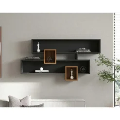 Emob Wandplank Georgina-antraciet/walnoot Outlet