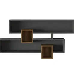 Emob Wandplank Georgina-antraciet/walnoot Outlet