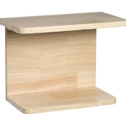 Leen Bakker Wandplank Mick - naturel rubberwood - 24x32x18 cm Discount