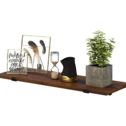 Parya Home Wandplank, set van 2, 60 x 20 x 7 cm, zwevende plank, bruin-zwart New