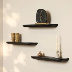 StarFurn Wandplank Zwart - Set van 3 - 60x20x15cm - Gusta Online
