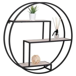House Nordic Wandplank Zwart Ø62cm - Metaal & Hout - Wandplank Rotterdam Discount