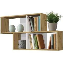 Leen Bakker Wandrek Nora - eikenkleur/wit - 53x100x19,5 cm Outlet