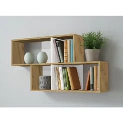 Leen Bakker Wandrek Nora - eikenkleur/wit - 53x100x19,5 cm Outlet