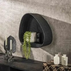 Giga Living Wandschap Grijs Metaal - 42x21x45cm - Metallic Driehoek Hot