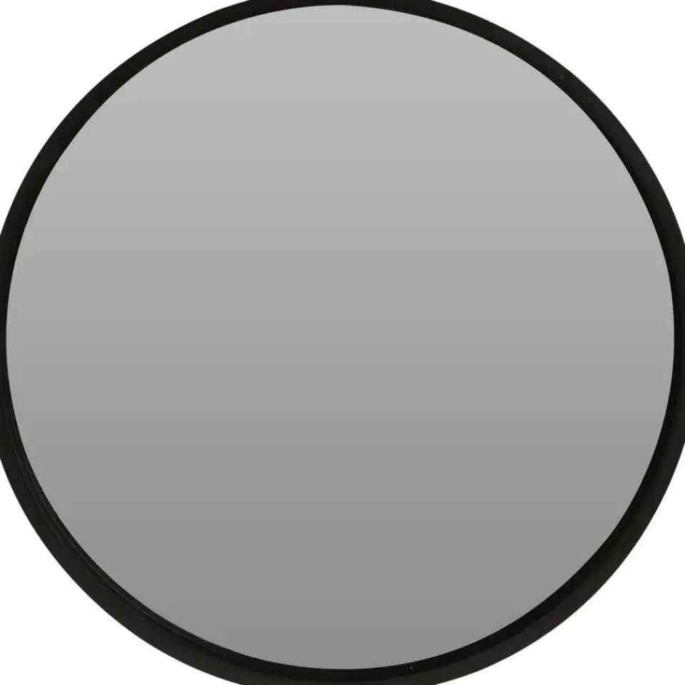 Home & Styling Wandspiegel - rond - houten frame - zwart - D50 cm New