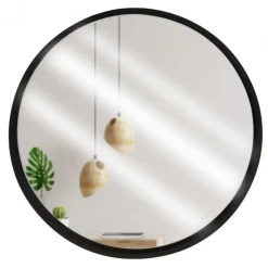 Home & Styling Wandspiegel - rond - houten frame - zwart - D50 cm New