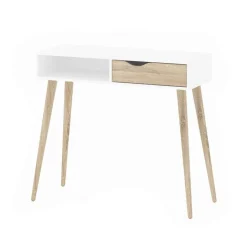 Leen Bakker Wandtafel Delta - wit/eikenkleur - 89,9x103,5x43,5 cm New