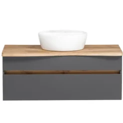 Held Wastafelmeubel Vikas 101cm 2 lades - antraciet/eik Discount