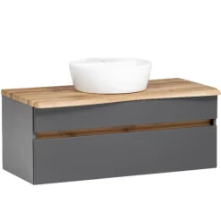 Held Wastafelmeubel Vikas 101cm 2 lades - antraciet/eik Discount