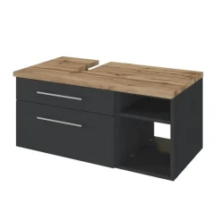 Held Wastafelonderkast Dasa (links) 90cm met 2 lades - grafiet/mat grijs Sale