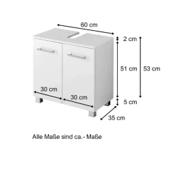 Held Wastafelonderkast Pollet 60cm 2 deuren - wit Clearance