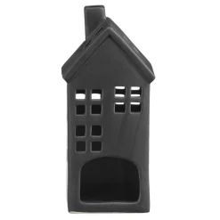 Leen Bakker Waxinelichthouder Huis - zwart - 17,5x8x7 cm Hot