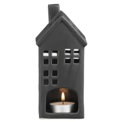 Leen Bakker Waxinelichthouder Huis - zwart - 17,5x8x7 cm Hot