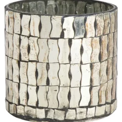 Leen Bakker Waxinelichthouder spiegel bruin glas 11xØ11 cm Outlet