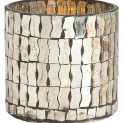 Leen Bakker Waxinelichthouder spiegel bruin glas 11xØ11 cm Outlet