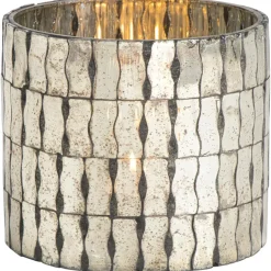 Leen Bakker Waxinelichthouder spiegel bruin glas 10xØ11 cm Best