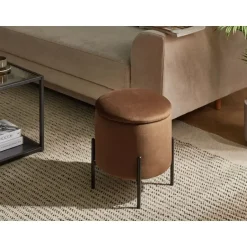 Leen Bakker WENONA - Opbergpoef - Donkerbruin - Fluweel New