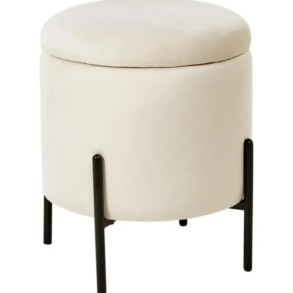 Leen Bakker WENONA - Opbergpoef - Lichtbeige - Fluweel Online