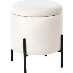 Leen Bakker WENONA - Opbergpoef - Off-white - Fluweel Best