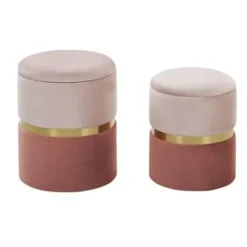 Beliani WICHITA - Poef - Roze - 36/31 cm - Fluweel Online