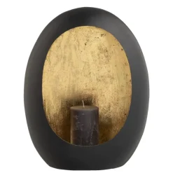 Leen Bakker Windlicht Brygge - Zwart/Goud - 38x29x16 cm Discount