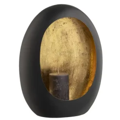 Leen Bakker Windlicht Brygge - Zwart/Goud - 38x29x16 cm Discount