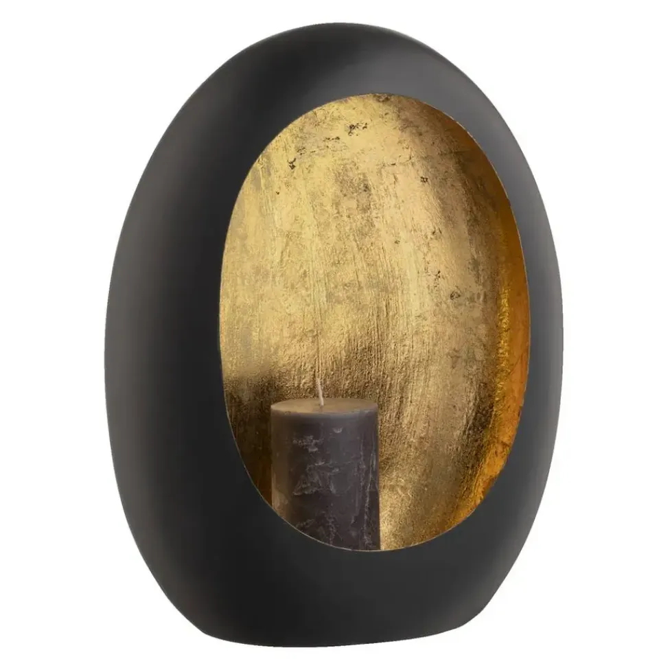 Leen Bakker Windlicht Brygge - Zwart/Goud - 38x29x16 cm Discount