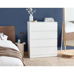 Leen Bakker WINNIPEG - Ladekast 4 lades - Wit - Vezelplaat Discount